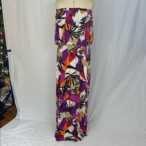 Body Language Vibrant Floral Strapless Maxi Dress Size Medium